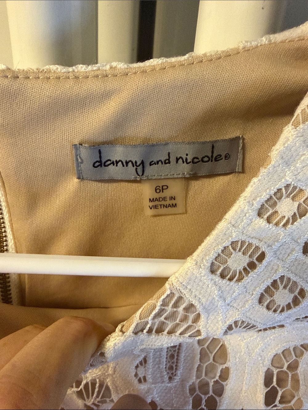 Danny and Nicole Cream Lace Fit-and-Flare Dress | EUC | Sz 6P - Picture 4 of 8